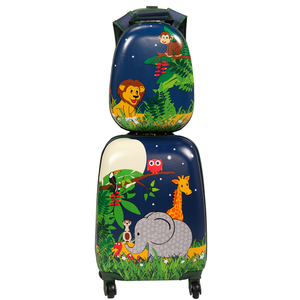 Jaxpety Owl Kids Travel Hard Shell Suitcase Set W/Backpack