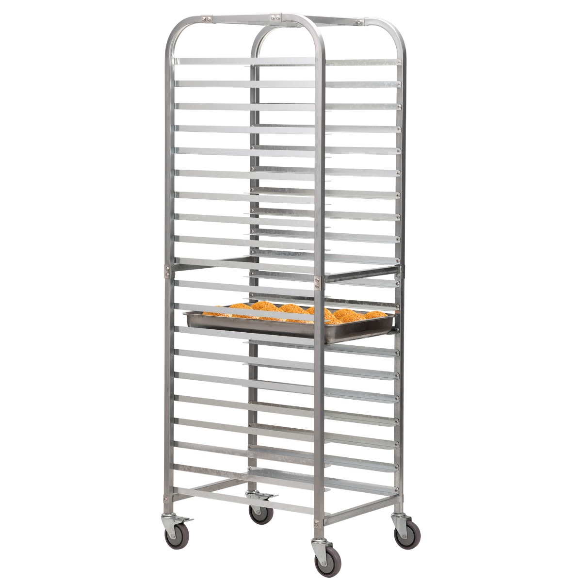 Commercial-Grade 20-Tier Bun Pan Bakery Rack, Galvanized Iron Pan Rack with  4 Wheels 2 Lockable for Kitchen, Bakery, Restaurant and Catering, Silver